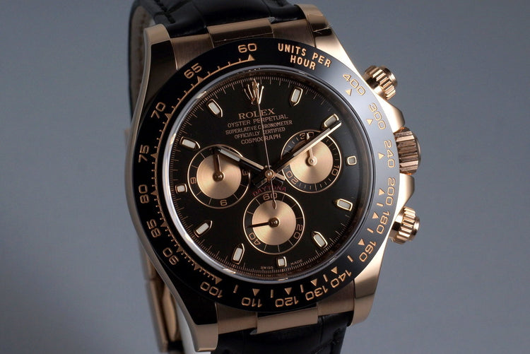 2015 Rolex RG Daytona 116515 Black With Pink Counters Dial with Box and Papers