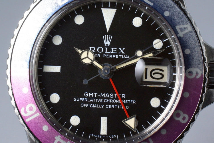 1967 Rolex GMT 1675 Mark I Dial and Fuchsia Insert with Box and Papers