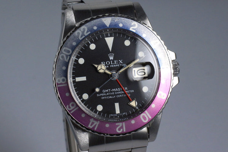 1967 Rolex GMT 1675 Mark I Dial and Fuchsia Insert with Box and Papers