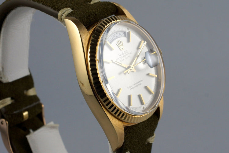 1972 Rolex YG Day-Date 1803 Silver Dial