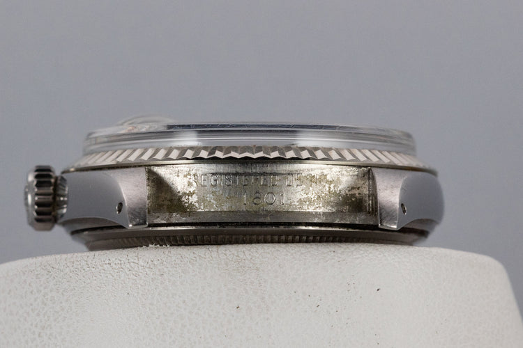 1972 Rolex DateJust 1601 with No Lume Silver Linen Sigma Dial