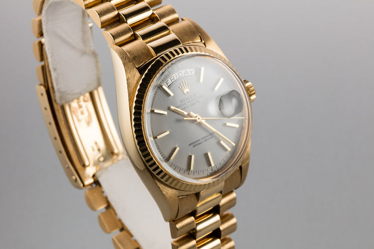 1968 Rolex 18K YG Day-Date 1803 Matte White Dial