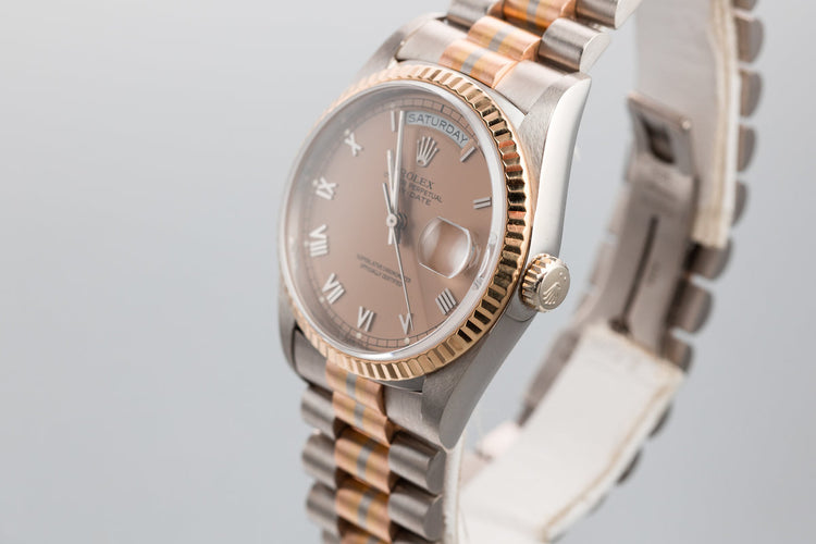 1990 Rolex 18K White Gold Day-Date 18239B Tridor President with Service Papers