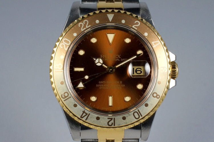 1991 Rolex Two Tone GMT II 16713 Root Beer Dial
