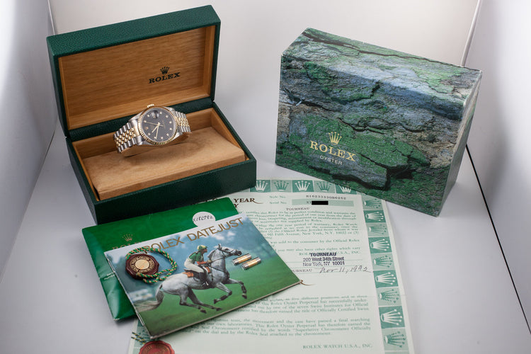 1991 Rolex Two Tone DateJust 16233 Diamond Dial with Box and Papers