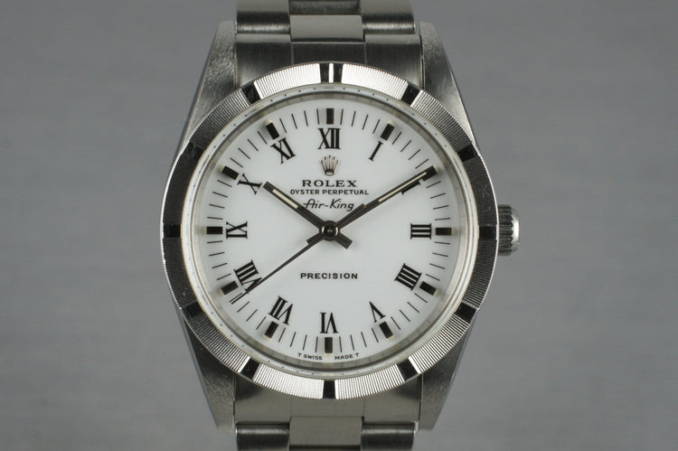1995 Rolex Air King 14010 White Roman Dial with Box and Papers