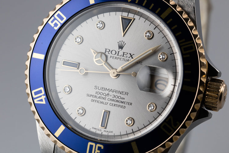 2006 Rolex Two-Tone Submariner 16613 Serti Dial with Box and Papers