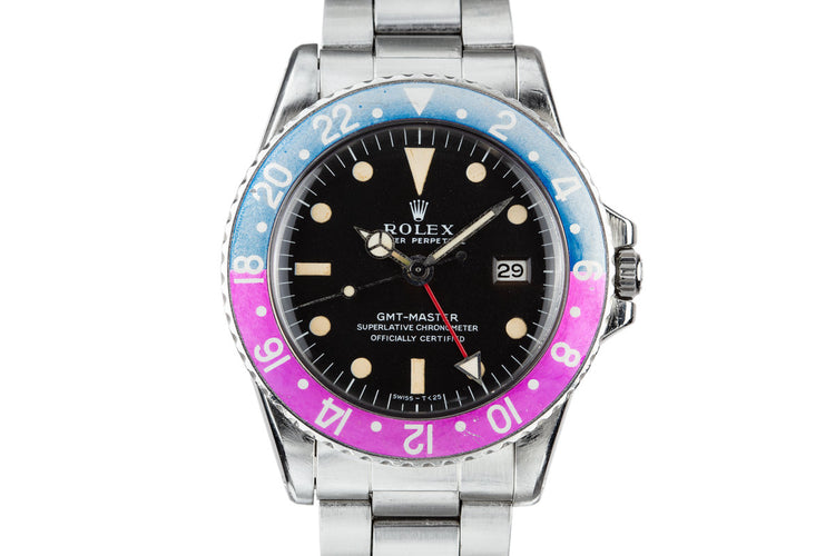 1970 Rolex GMT-Master 1675 with Fuchsia Bezel Insert