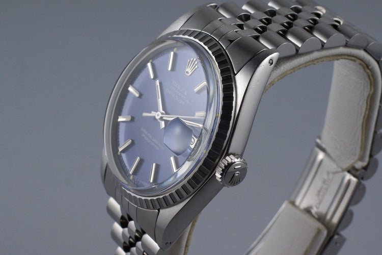 1972 Rolex DateJust 1603 Blue Dial with Box and Papers