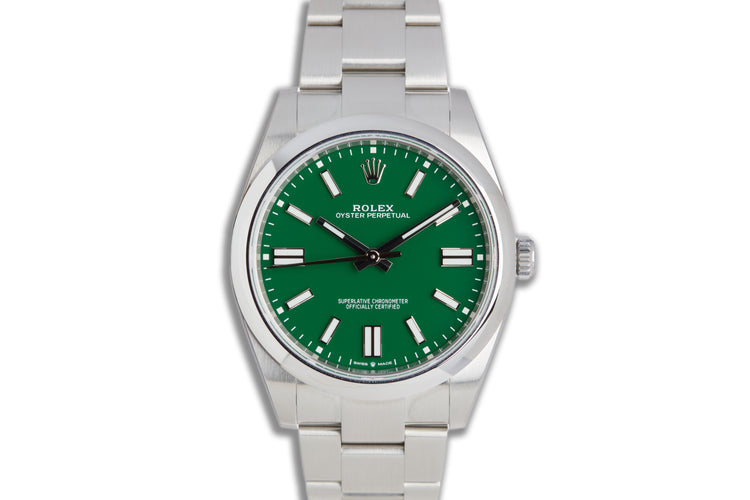 2022 Rolex Oyster Perpetual Green Dial 124300 41mm Box, Booklets, Hangtags & Card