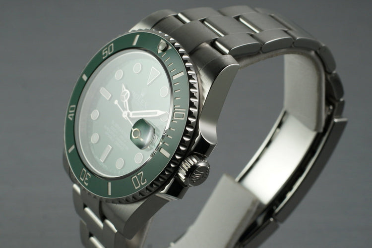 2010 Rolex Green Submariner 116610V with Box and Papers