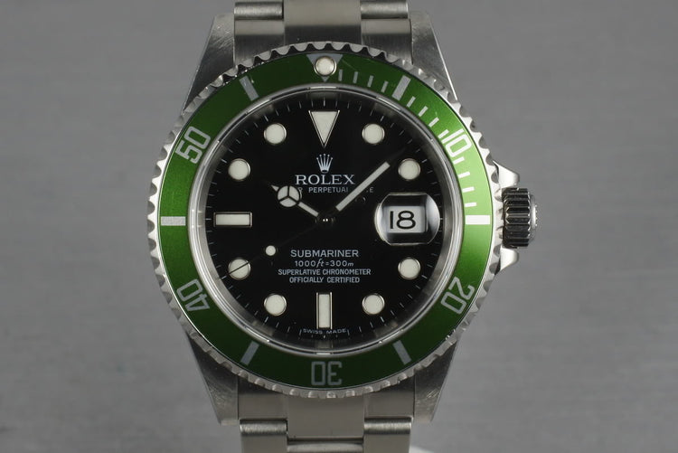 2006 Rolex Green Submariner 16610 LV with Box and Papers