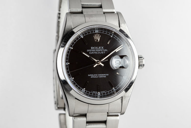 1997 Rolex DateJust 16200 Black Dial with Box and Papers