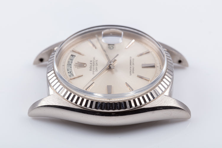 1965 Vintage Rolex 18K WG Day-Date 1803 Silver Door Stop No Lume Dial