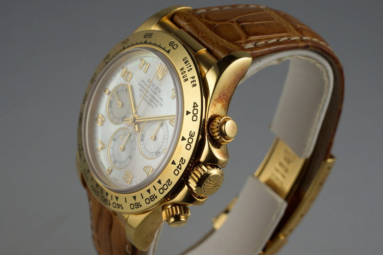 1999 Rolex YG Zenith Daytona 16518 Mother of Pearl Dial