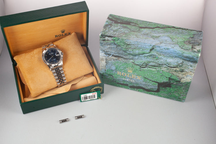 1997 Rolex DateJust "Thunderbird" 16264 Blue No Lume Roman Numeral Dial with Box