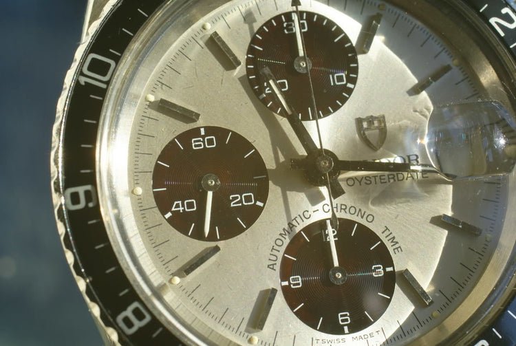 Tudor Chronograph Big Block 79170 with sub dial starting to turn chocolate