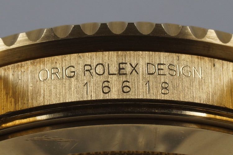 1991 Rolex YG Submariner 16618 Blue Dial