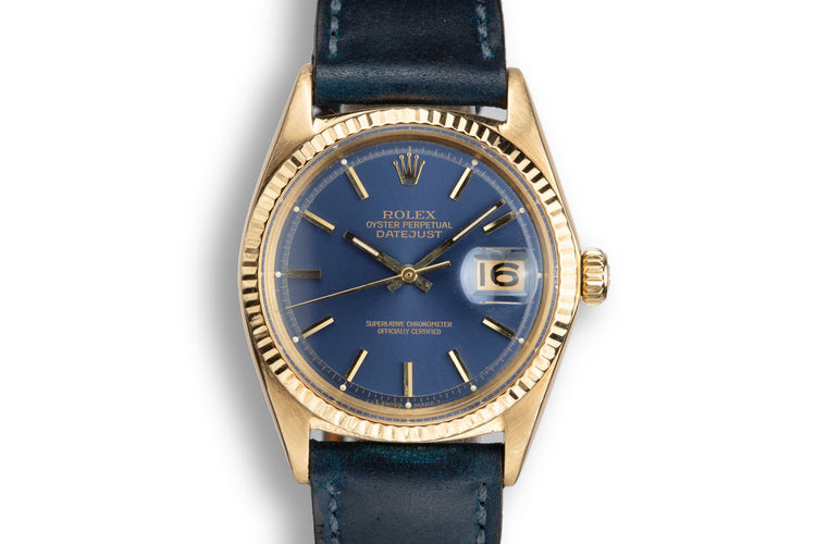 1965 Rolex 18K YG DateJust 1601 Blue Dial