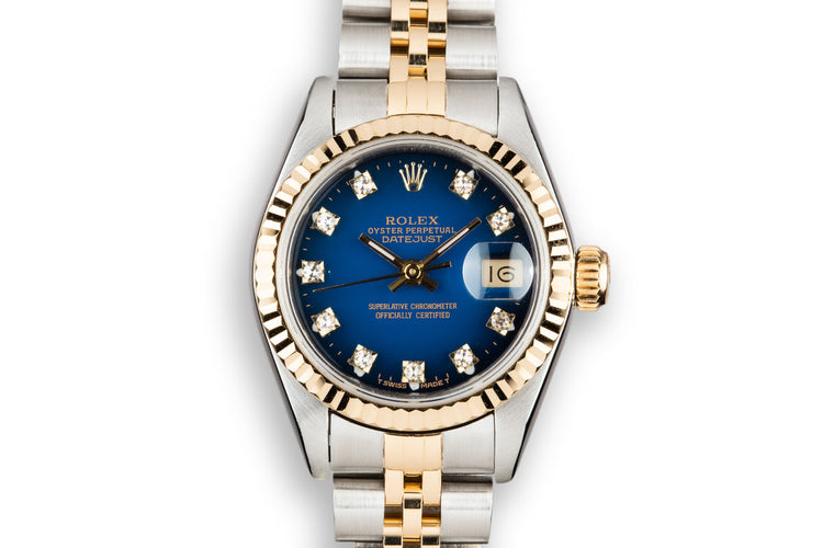 1989 Rolex Two-Tone Ladies DateJust 69173 Diamond Vignette Dial with Box and Papers