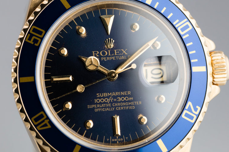 1980 Rolex 18K YG Submariner 16808 with Blue Nipple Dial