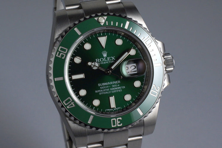 2016 Rolex Green Submariner 116610LV with Box and Papers MINT