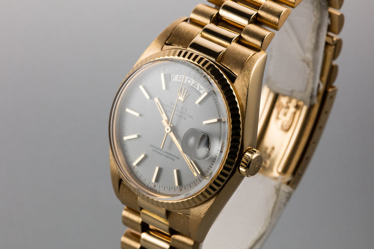 1968 Rolex 18K YG Day-Date 1803 Matte White Dial