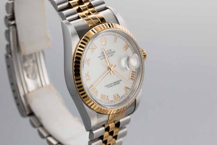 1995 Rolex Two Tone DateJust 16233 White Roman Dial with Box and Papers