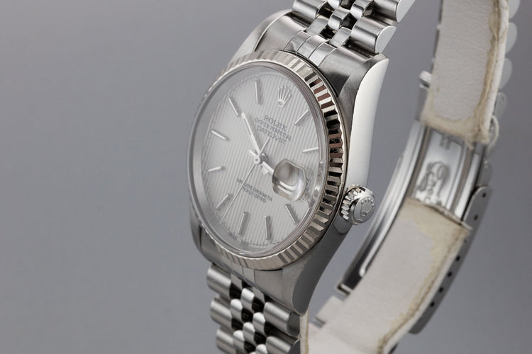 2001 Rolex DateJust 16234 with Silver Tapestry Dial