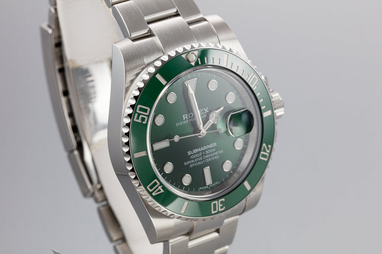 2018 Rolex Green Submariner 116610LV "Hulk" with Box and Papers