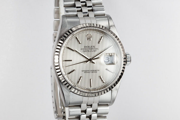 2001 Rolex DateJust 16234 with Silver Tapestry Dial