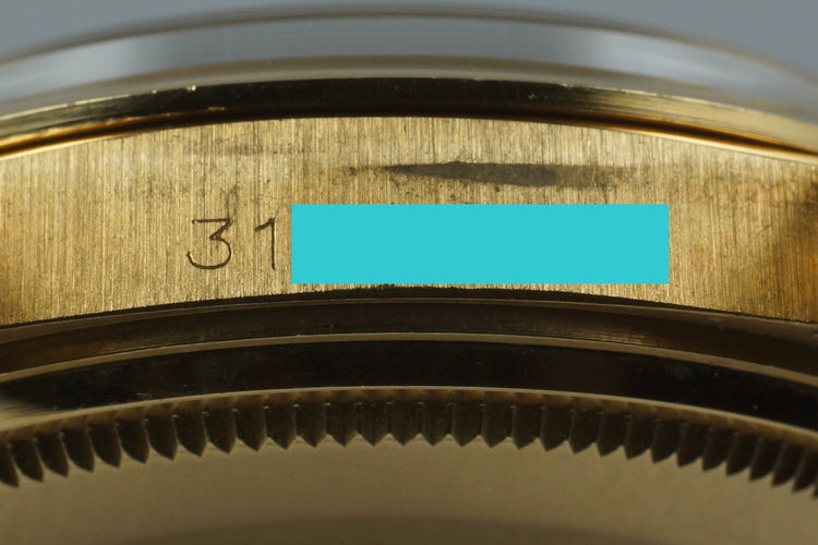 1972 Rolex YG DateJust 1600 Blue ‘Wide Boy’ Sigma Dial