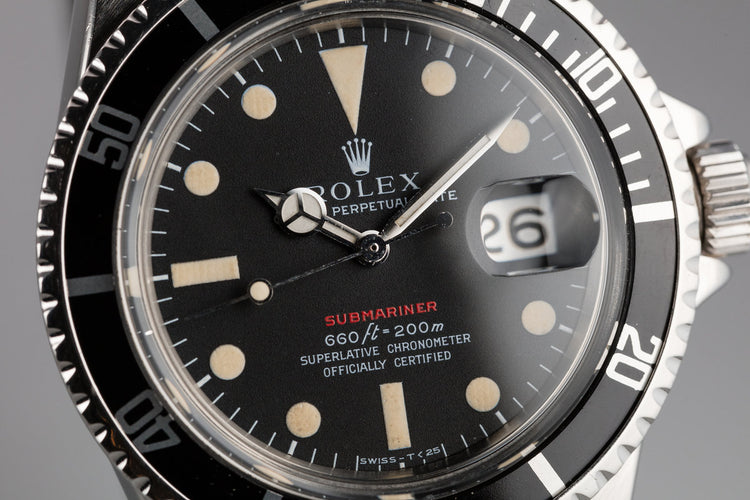 1971 Rolex Red Submariner 1680 MK IV Dial with Box and Service Papers