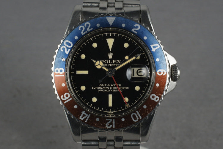1960 Rolex GMT 1675 PCG with Glossy Gilt Chapter Ring Dial
