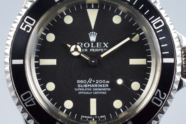 1972 Rolex Submariner 5512 4 Line Dial Serif Dial with RSC Papers