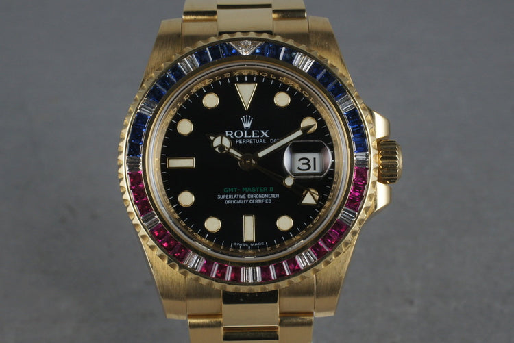 2006 Rolex GMT 18K Dial 116748 with factory Gem “Patriot” Bezel