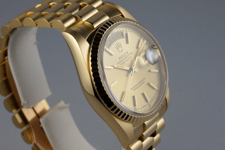 1989 Rolex YG Day-Date 18238 Champagne Dial with Box and Papers
