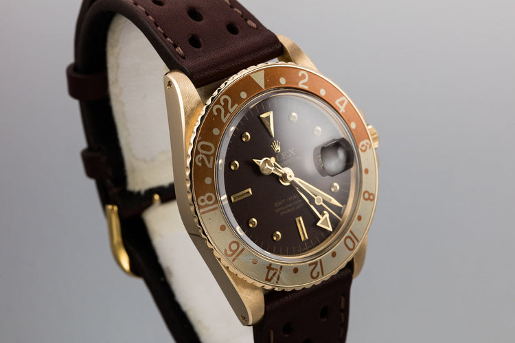 1969 Rolex 18K YG GMT-Master 1675 Matte Brown Nipple Dial