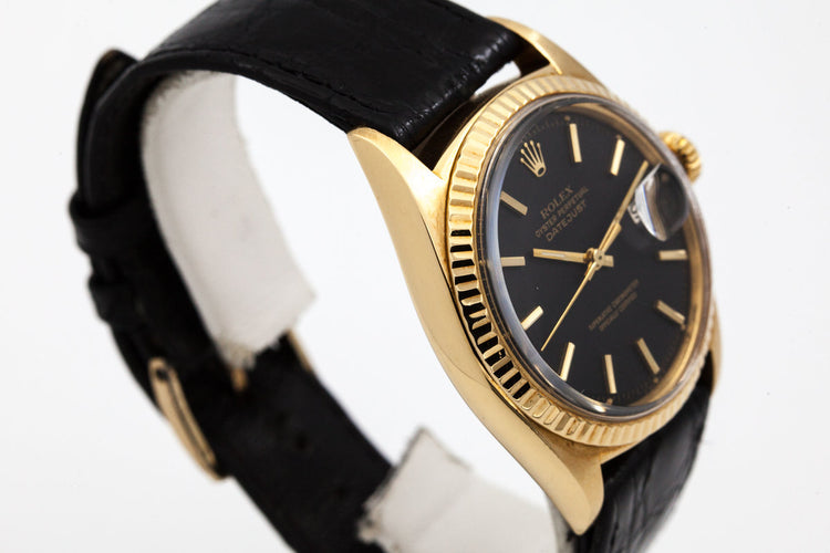 1970 Rolex YG DateJust 1601 Matte Black Dial