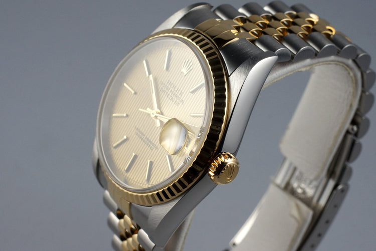 2001 Rolex Two Tone DateJust 16233 Tapestry Dial with Box and Papers
