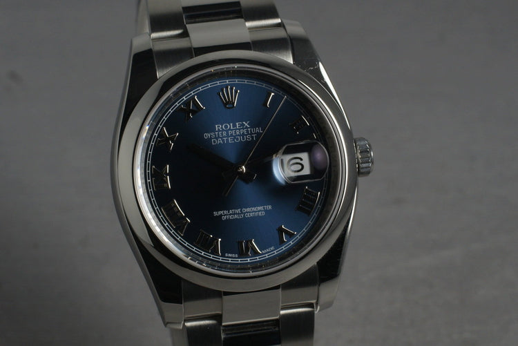 2012 Rolex Blue Roman Datejust 116200