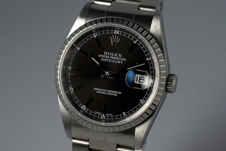 2002 Rolex DateJust 16220 Black Dial with Box and Papers