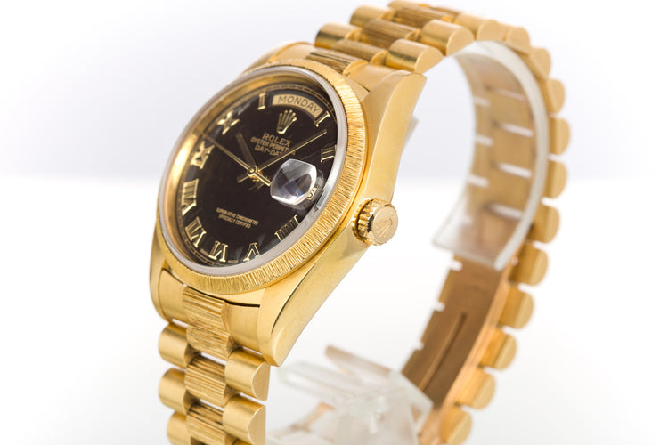 1979 Rolex Day-Date 18078 Bark Finish with Black Pyramid Dial