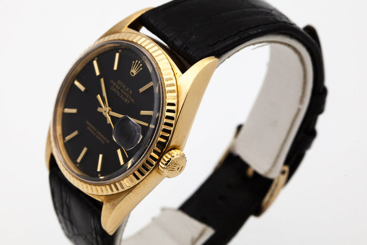 1970 Rolex YG DateJust 1601 Matte Black Dial