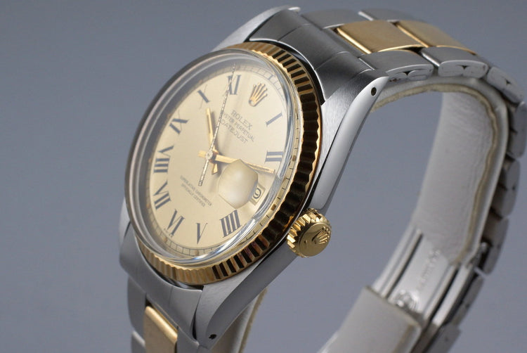 1972 Rolex Two Tone DateJust 1601 Champagne Roman Numeral Dial with Box and Papers