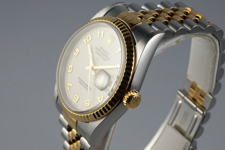 2000 Rolex Two Tone DateJust 16233 Cream Jubilee Arabic Dial