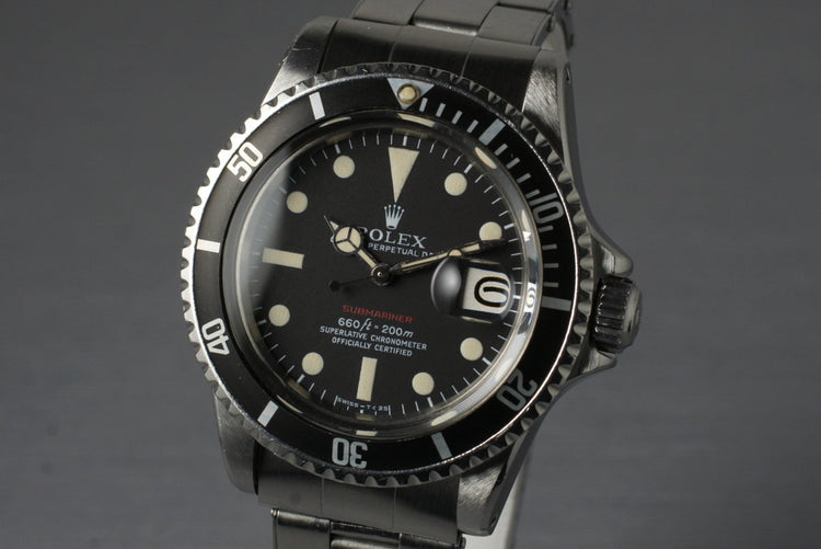 1972 Rolex Red Submariner 1680 Mark V Dial with Box and Papers
