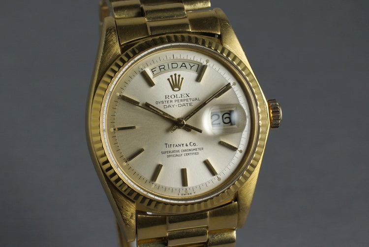 1975 Rolex YG Day-Date 1803 Tiffany & Co. Dial and Authentication Papers