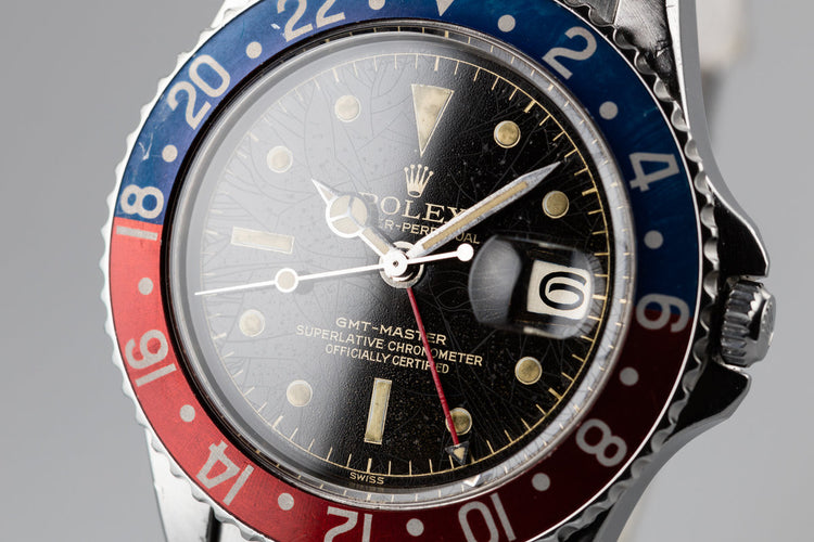 1960 Rolex GMT-Master 1675 Pointed Crown Case with "Spider Cracking" Gilt Chapter Ring Dial