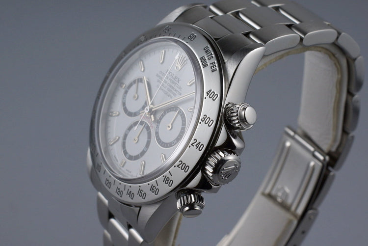 1995 Rolex SS Zenith Daytona 16520 White Dial with Box and RSC Papers